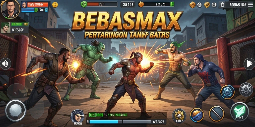 Screenshot gameplay BEBASMAX yang menampilkan aksi pertarungan seru.