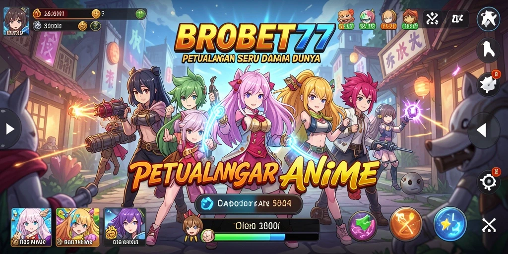 Tampilan gameplay seru dari BROBET77 yang menampilkan karakter anime.