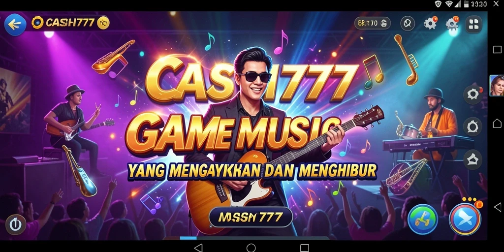 Tampilan gameplay CASH777 yang menampilkan antarmuka musik yang menyenangkan.