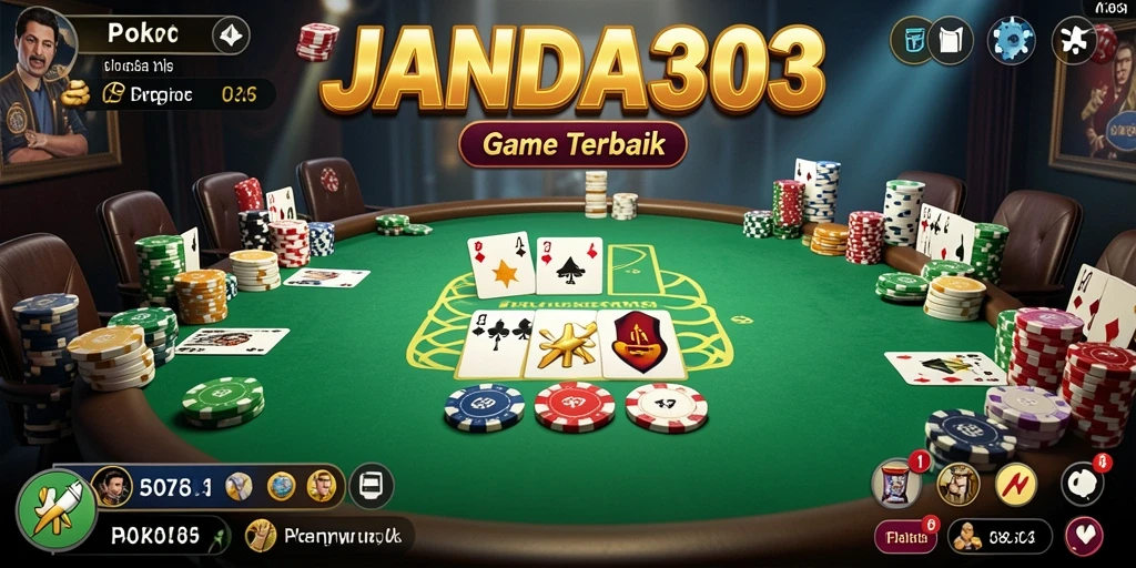 Screenshot gameplay poker JANDA303 yang mendebarkan dan penuh strategi.