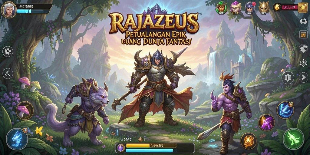 Tampilan gameplay RAJAZEUS yang epik dan mendebarkan.