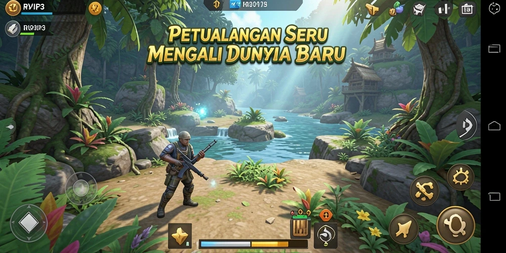 Tampilan screenshot utama dari gameplay penuh aksi di RVIP3.